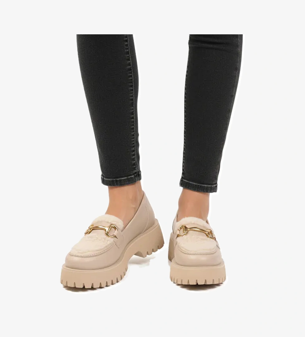 Bej Cilt Kalın Tabanlı Kadın Casual Ayakkabı 572461 Z