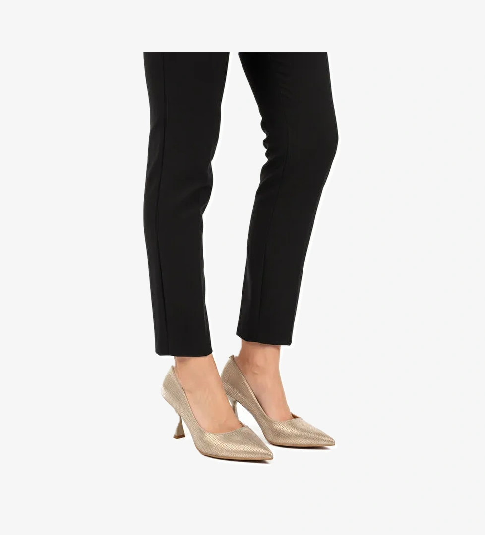 Altın İnce Topuklu Kadın Abiye Ayakkabı 665140 Z - Görsel 1