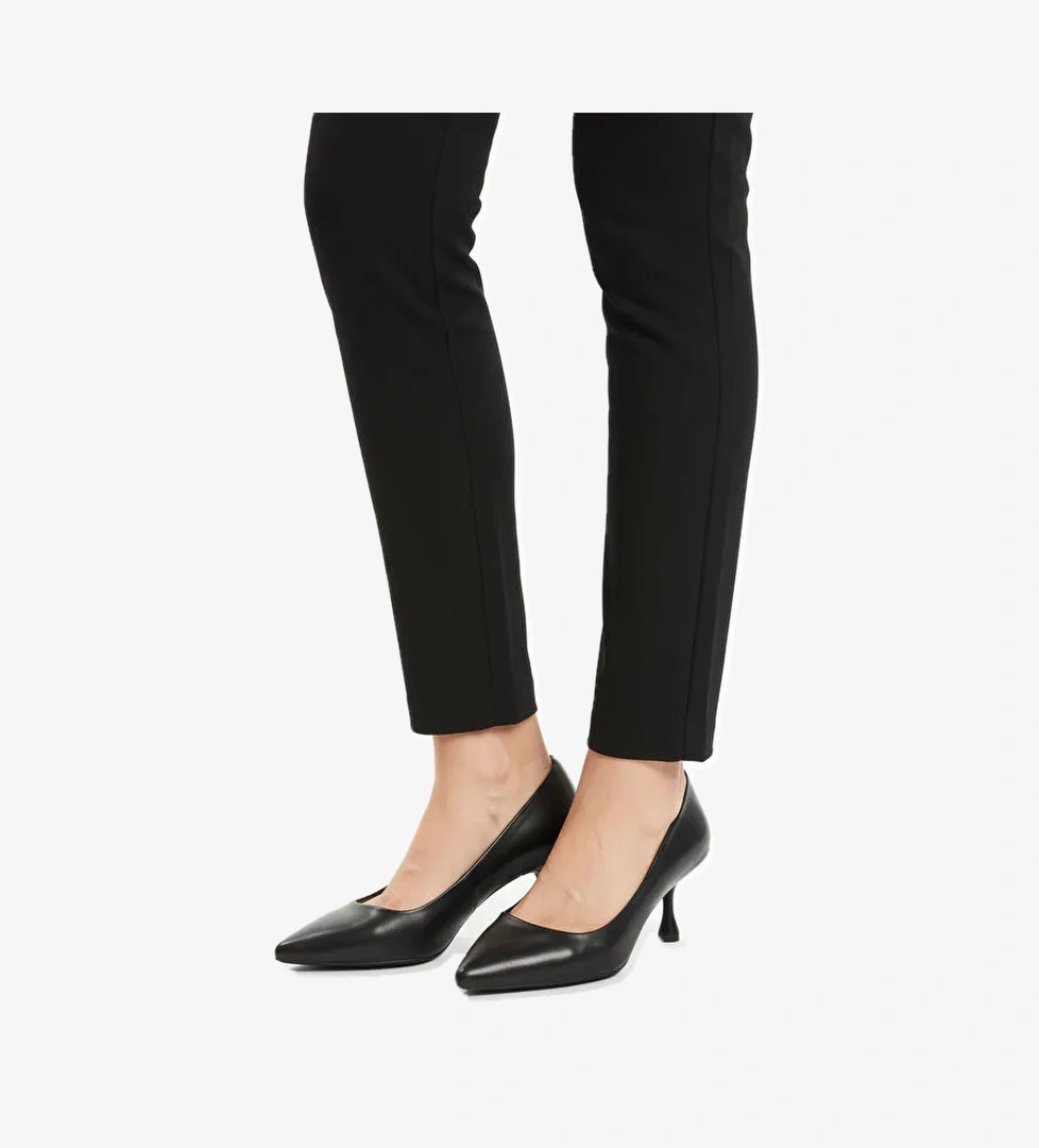 Siyah Cilt Kadın İnce Kısa Topuklu Abiye Ayakkabı 695033 Z - Görsel 1