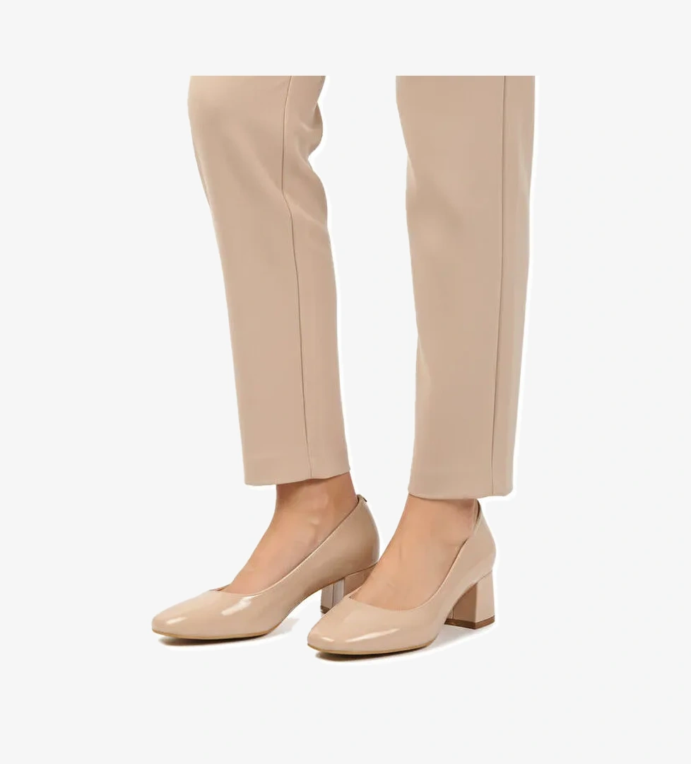 Bej Rugan Kalın Topuklu Kadın Abiye Ayakkabı 695042 Z