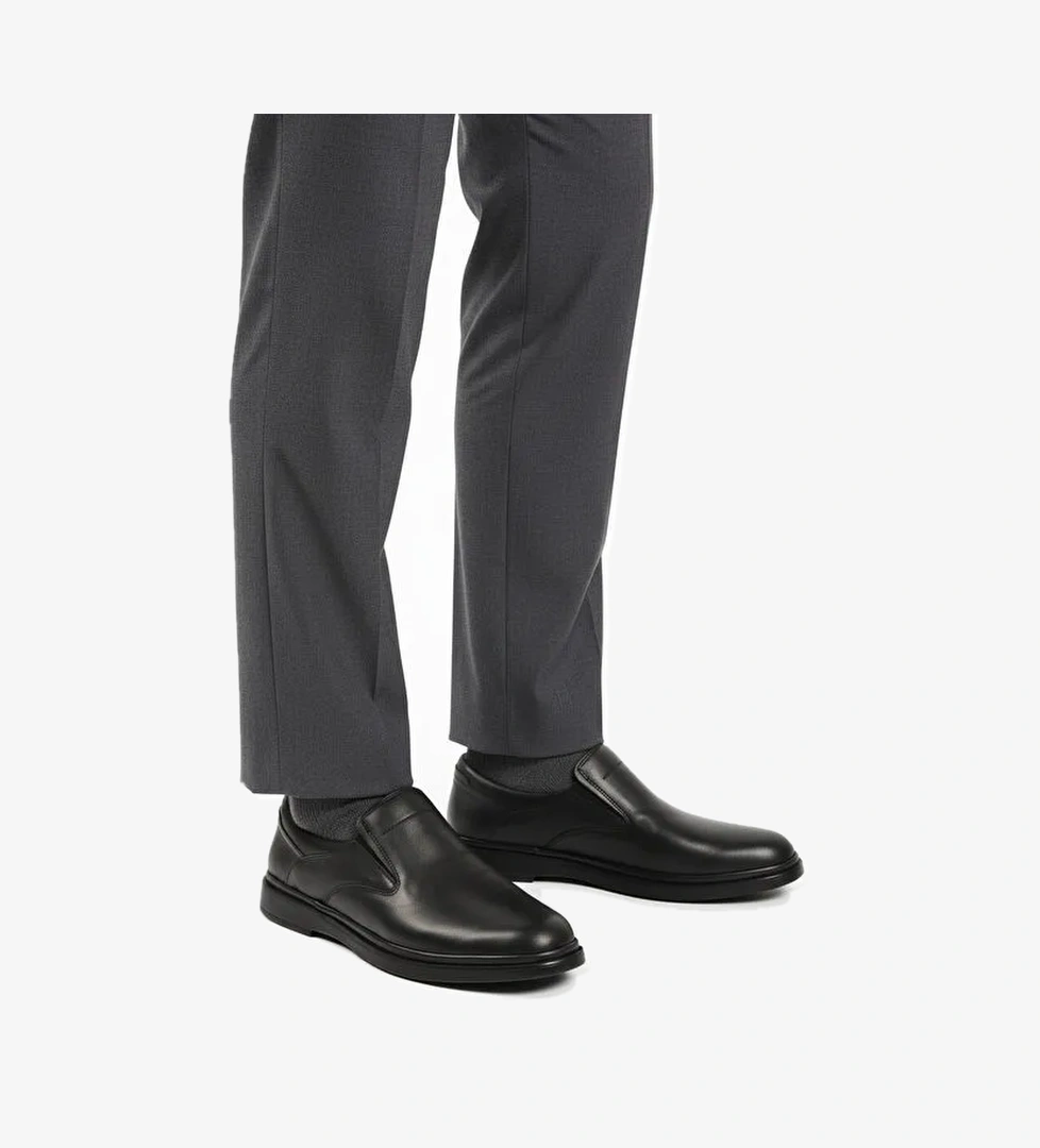 Siyah Hakiki Deri Erkek Casual Ayakkabı DSN 2026 M