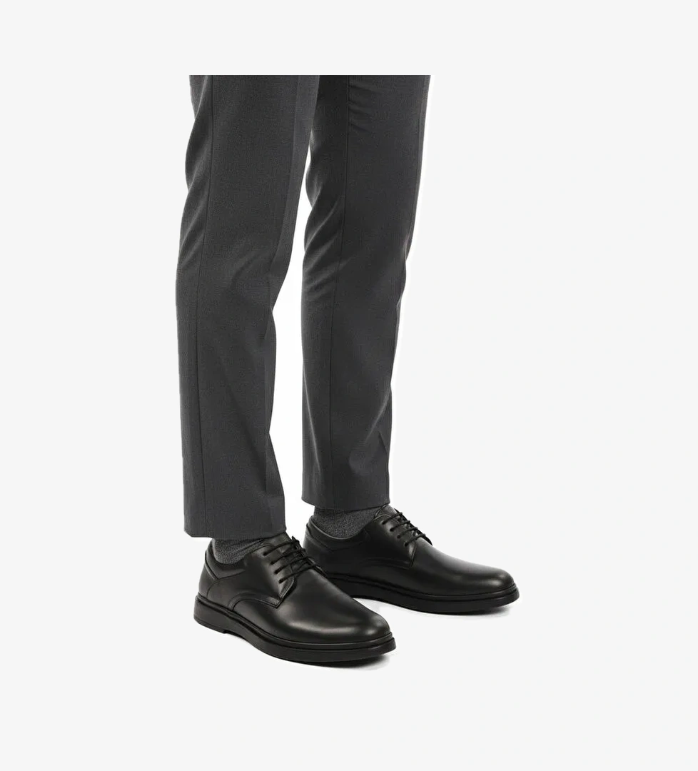 Siyah Hakiki Deri Erkek Casual Ayakkabı DSN 2027 M