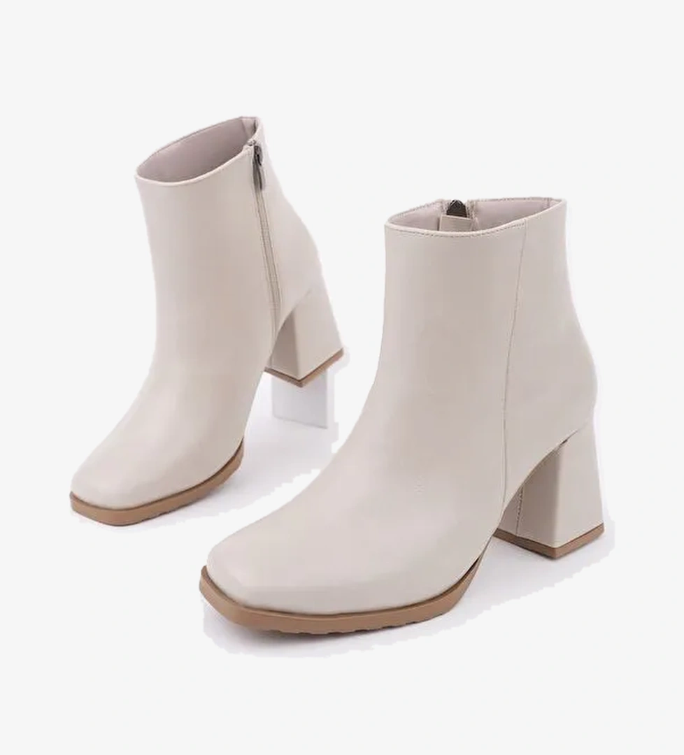 DİVİNA Küt Burun Kalın Topuklu Fermuarlı Kadın Bot