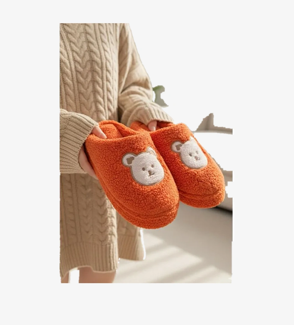 Ft 103 Panda Nakışlı Kadın Ev Terliği Pelüş Terlik Çeyiz ve Bohça Terliği Ses Yapmaz Kalın Taban