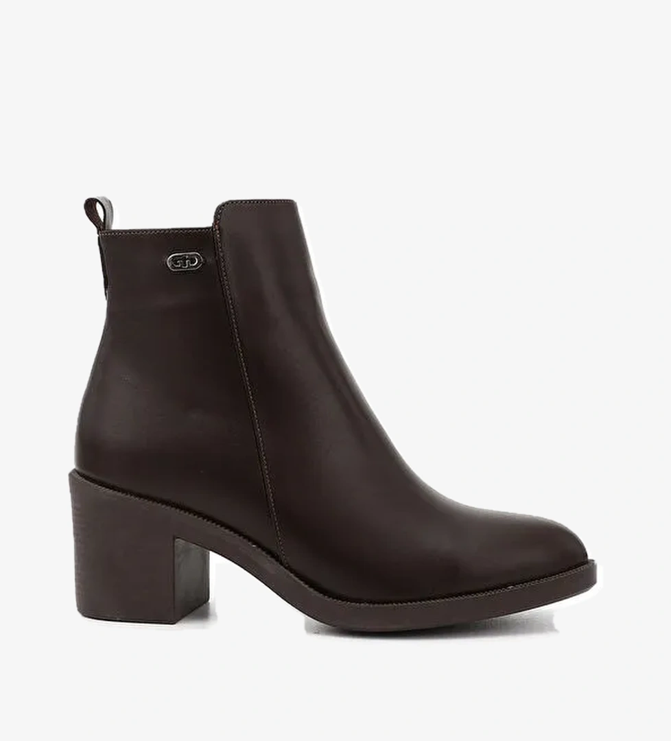 Kadın ÇİKOLATA KAHVE Fermuarlı Kalın Topuklu Bot - Görsel 1