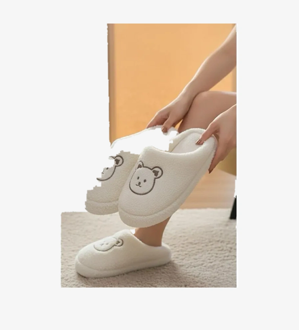 Ft 103 Panda Nakışlı Kadın Ev Terliği Pelüş Terlik Çeyiz ve Bohça Terliği Ses Yapmaz Kalın Taban