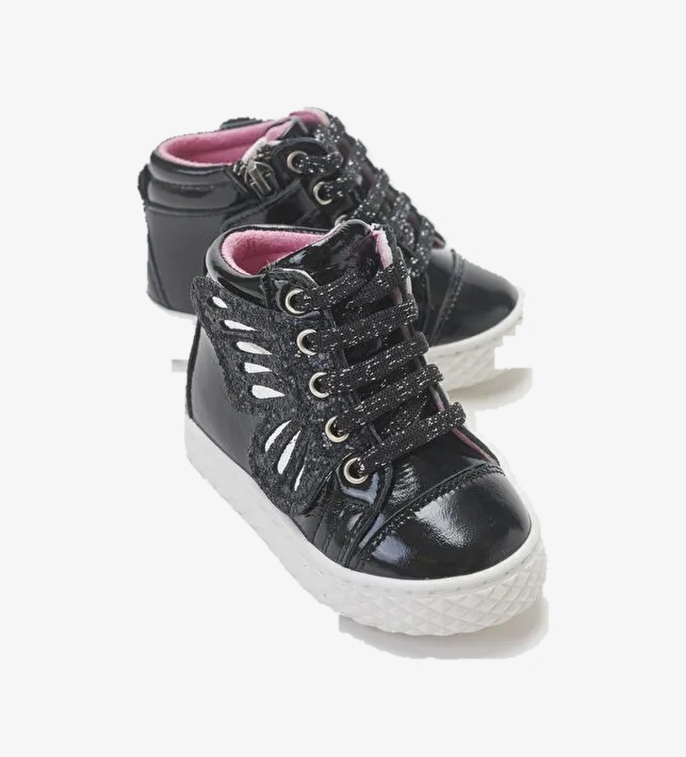 Kız Çocuk Siyah Hakiki Deri Suya Dayanıklı Anatomik İlk Adım Bot