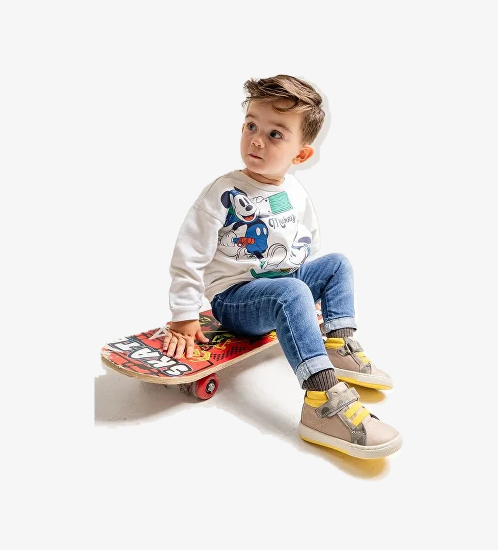 Erkek Bebek Gri Hakiki Deri Suya Dayanıklı Anatomik İlk Adım Bot