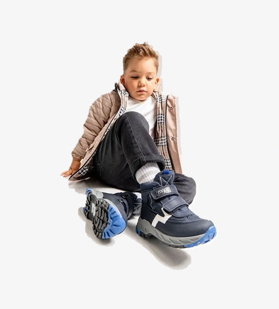 Erkek Çocuk Lacivert Hakiki Deri Anatomik Günlük Bot - Görsel 1