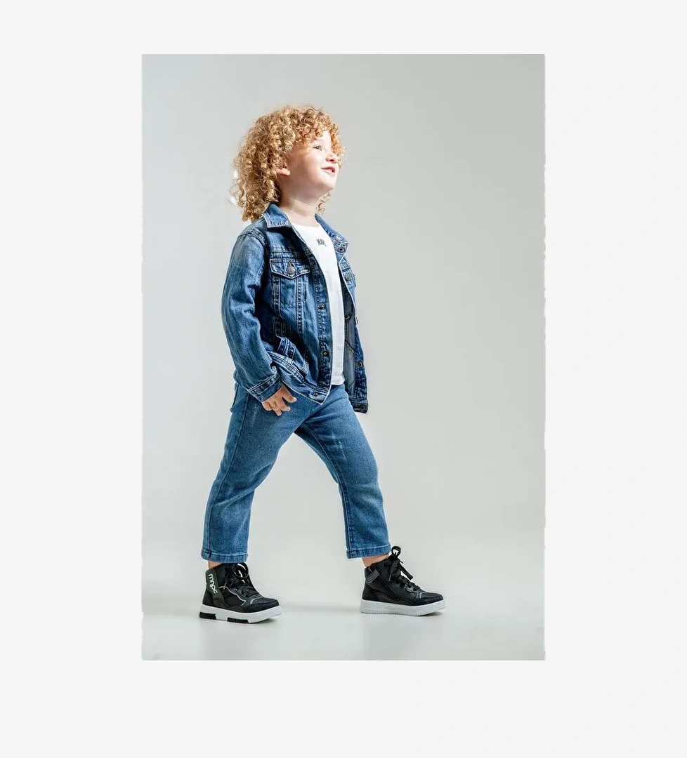 Erkek Çocuk Siyah Suya Dayanıklı Anatomik Sneaker Günlük Bot - Görsel 1