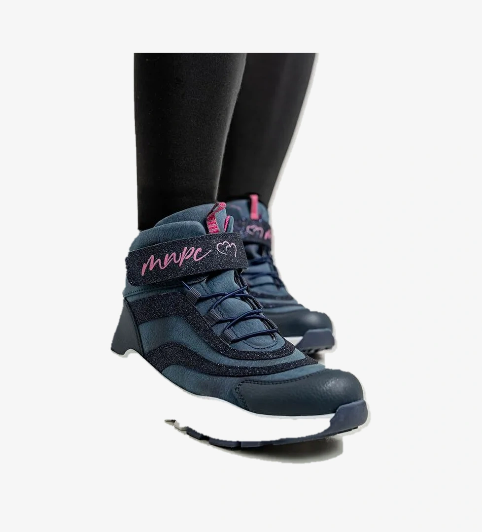 Kız Çocuk Lacivert Suni Deri Suya Dayanıklı Anatomik Günlük Bot