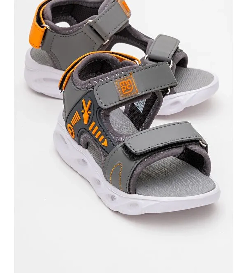 Erkek Çocuk Antrasit Işıklı Anatomik Hafif Günlük Sandalet - Görsel 1