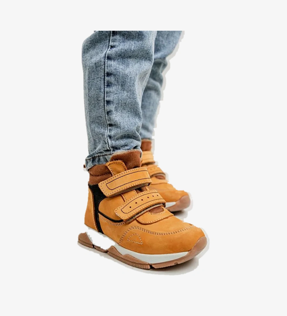 Mnpc Erkek Çocuk Haki Sarı Hakiki Deri Suya Dayanıklı Anatomik Günlük Bot model görseli