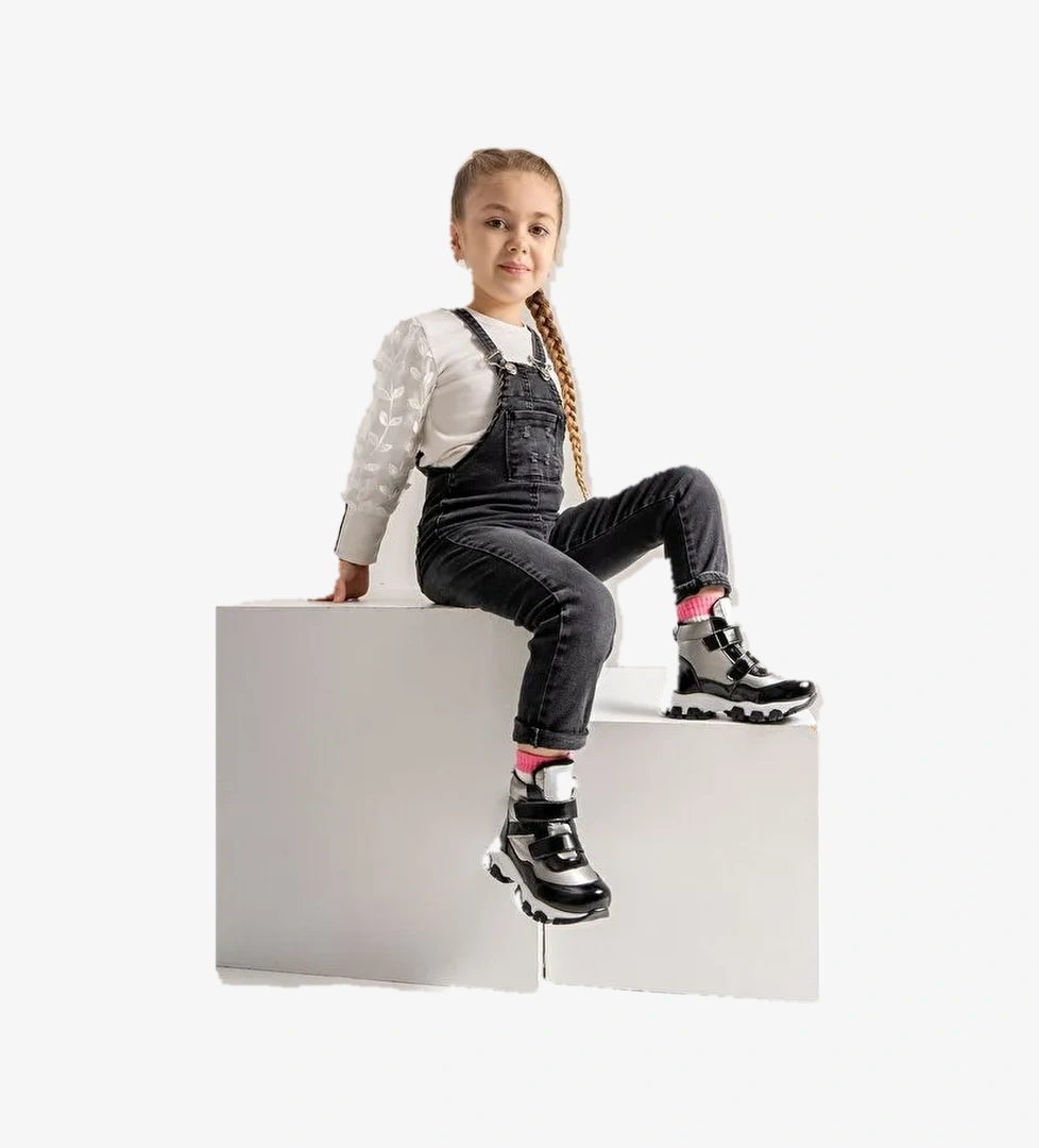 Kız Çocuk Platin Hakiki Deri Suya Dayanıklı Anatomik Günlük Bot - Görsel 1