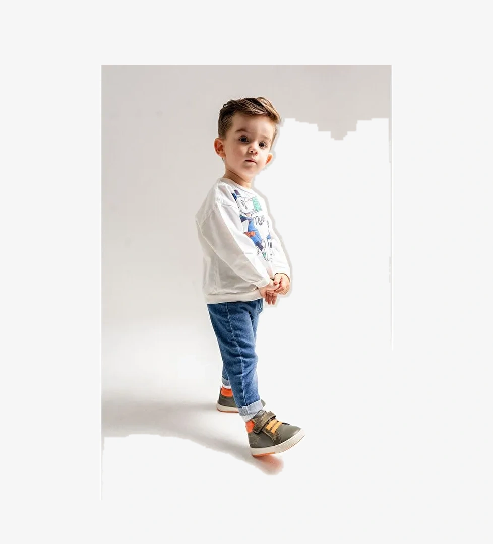 Erkek Çocuk Haki Hakiki Deri Suya Dayanıklı Anatomik İlk Adım Bot