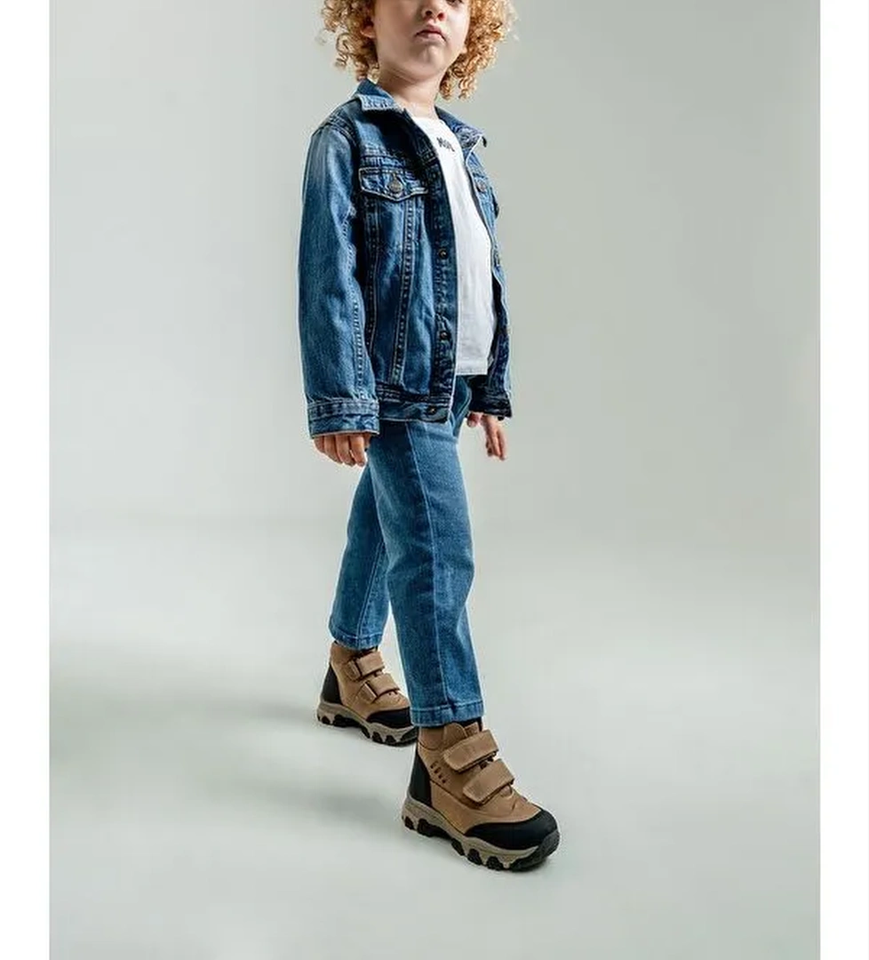 Erkek Çocuk Kum Hakiki Deri Anatomik Günlük Bot