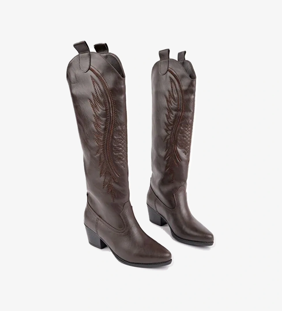 RODEO Dikiş Detaylı Kalın Topuklu Kovboy Kadın Çizme