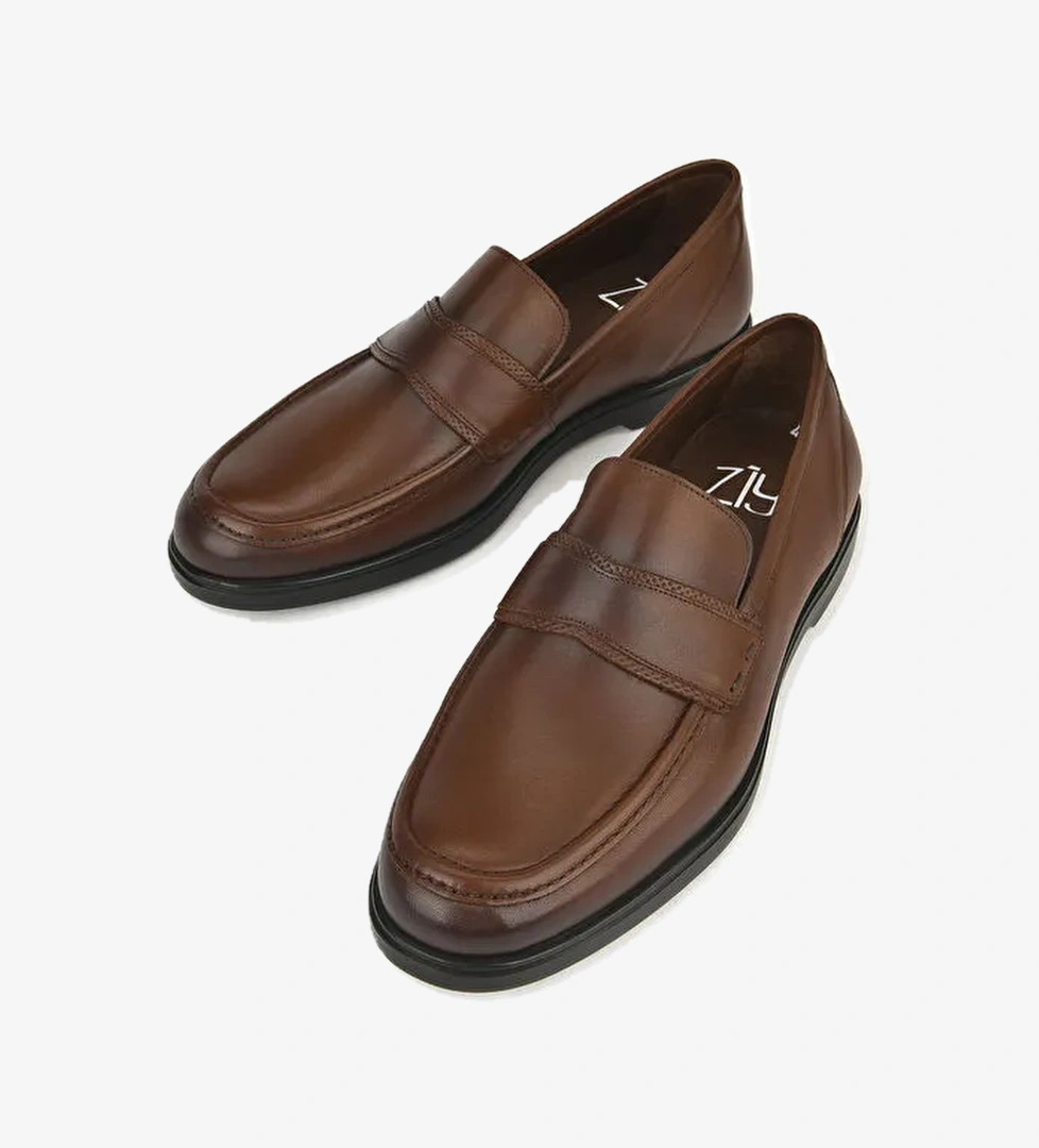 Erkek Hakiki Deri Ayakkabı 143745Z0303 Kahve - Görsel 1