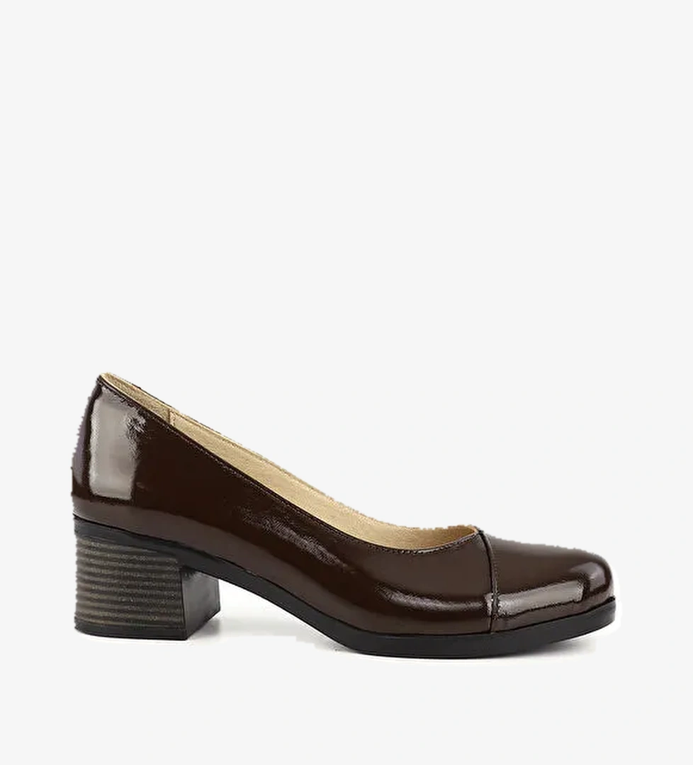 Kadın KAHVERENGİ Kısa Kalın Topuklu Hakiki Deri Ayakkabı