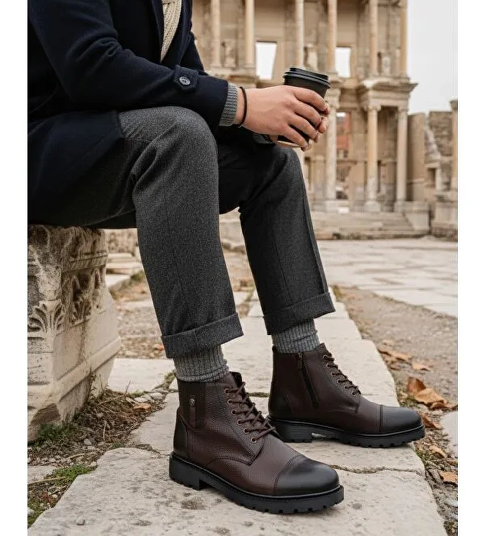 RAFA Fermuarlı Bağcıklı Kürklü Erkek Bot