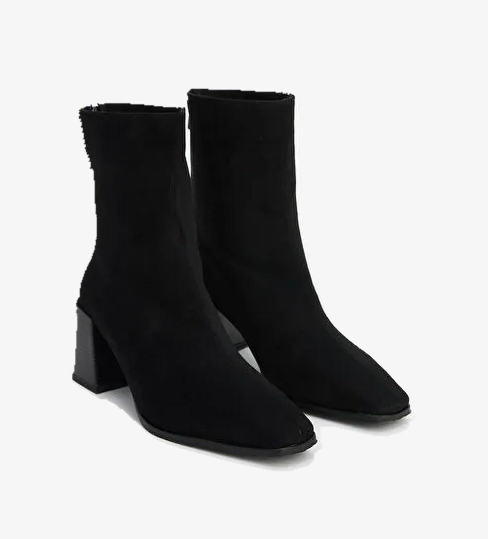 Süet Görünümlü Kadın Topuklu Bot - Görsel 1