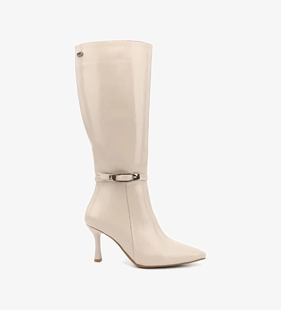 Gönderi̇(r) Kadın Ten Çi̇kolata Kahve Fermuarlı Sivri Burunlu İnce Topuklu Çizme model görseli