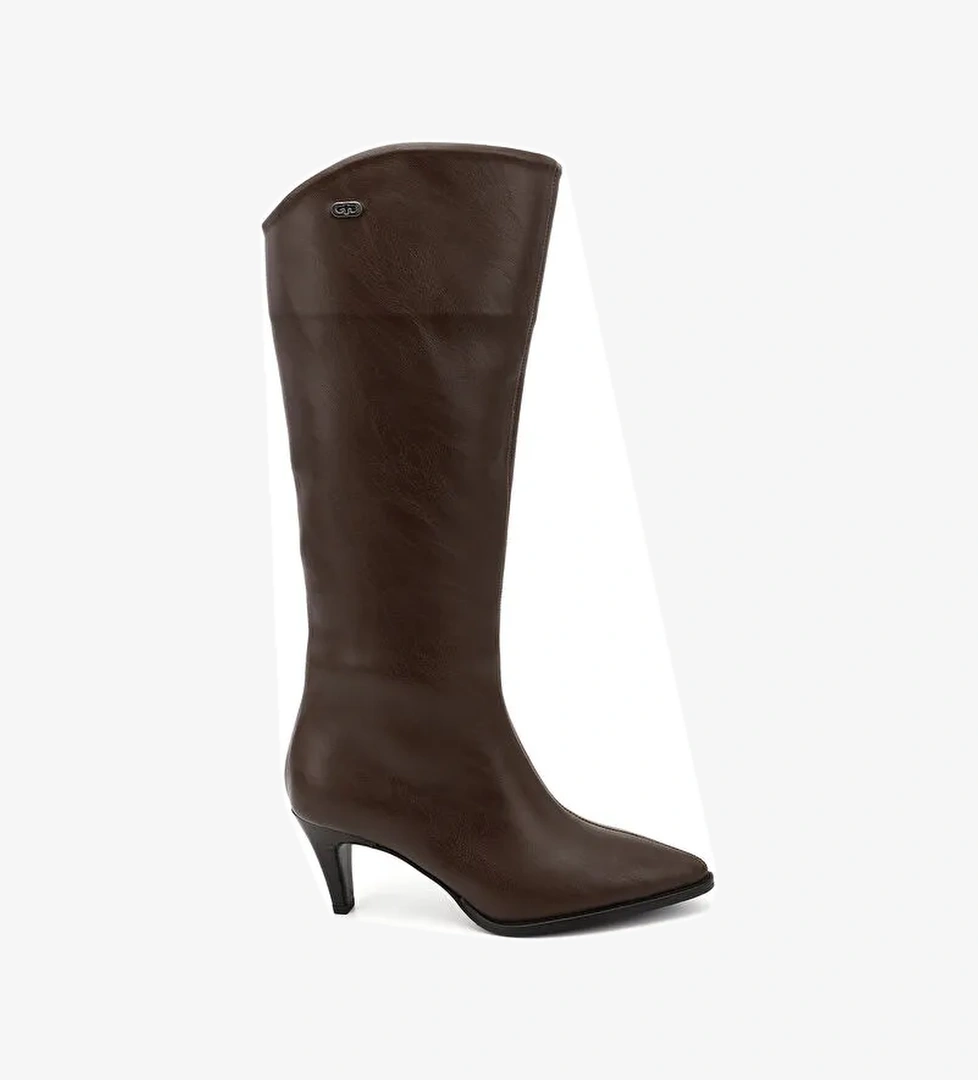 Kadın ÇİKOLATA KAHVE Sivri Burun İnce Topuklu Çizme - Görsel 1