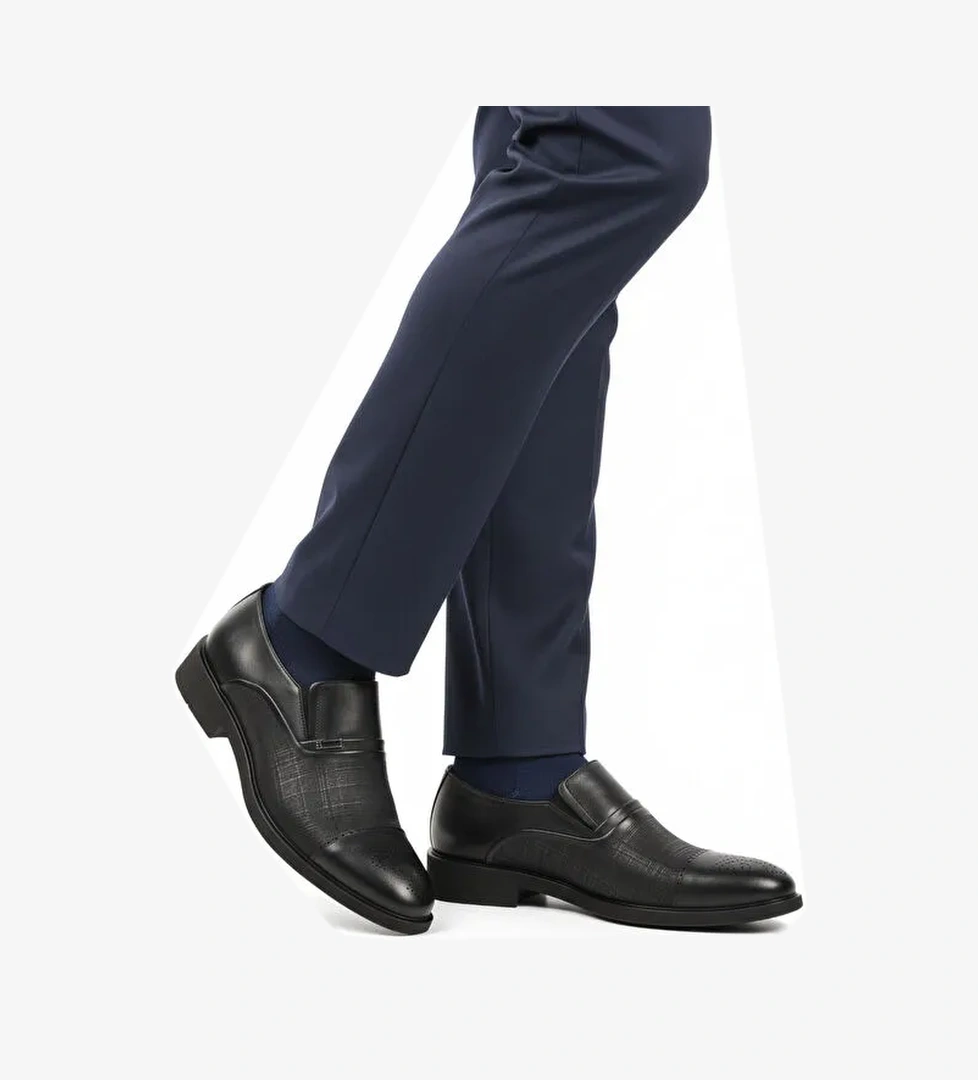 Siyah Hakiki Deri Kaymaz Taban Erkek Klasik Ayakkabı 380 M