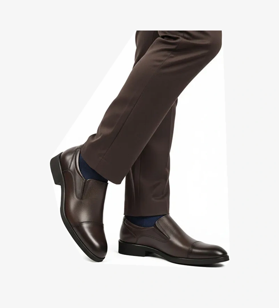 Kahve Hakiki Deri Kaymaz Taban Erkek Klasik Ayakkabı 916 M