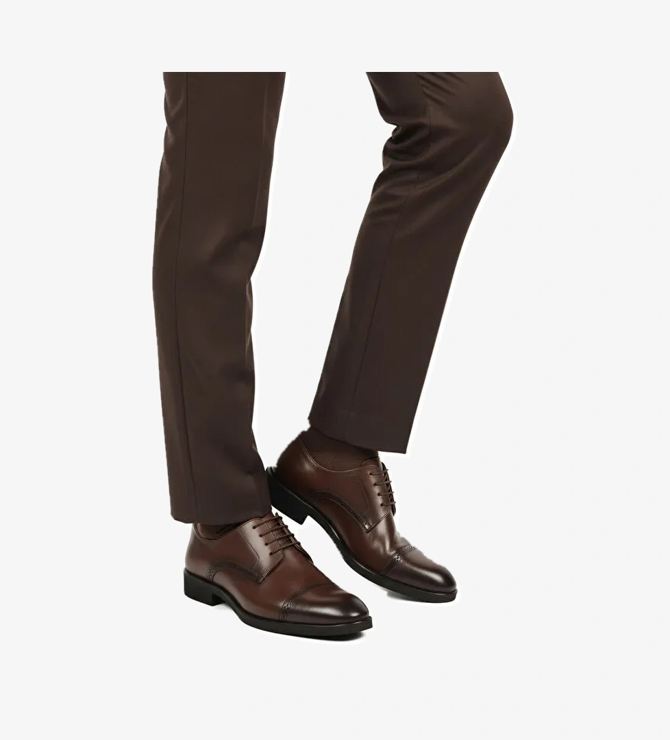 Kahve Hakiki Deri Kaymaz Taban Erkek Klasik Ayakkabı 395 M