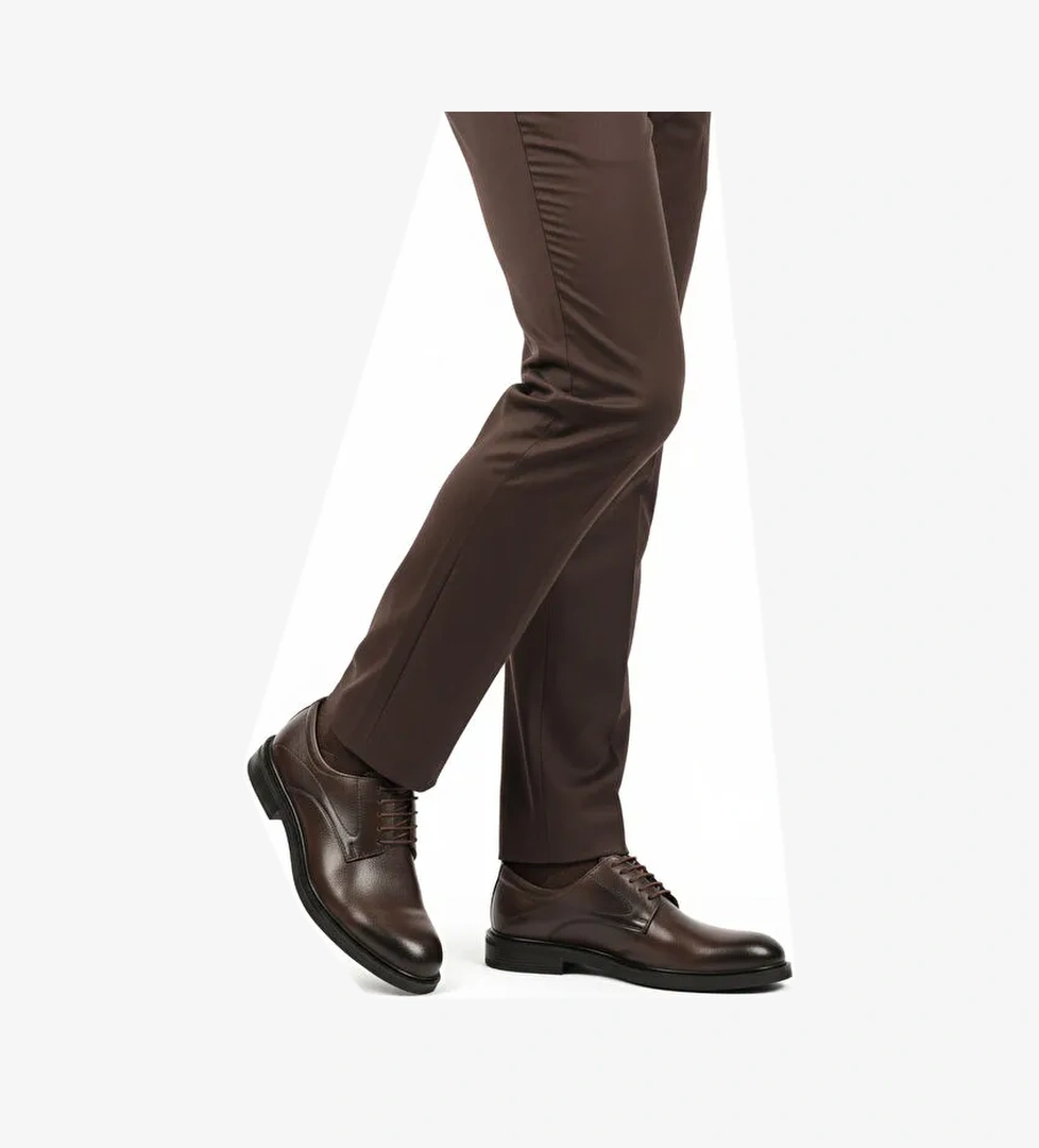 Kahve Hakiki Deri Kaymaz Taban Erkek klasik Ayakkabı 623 M