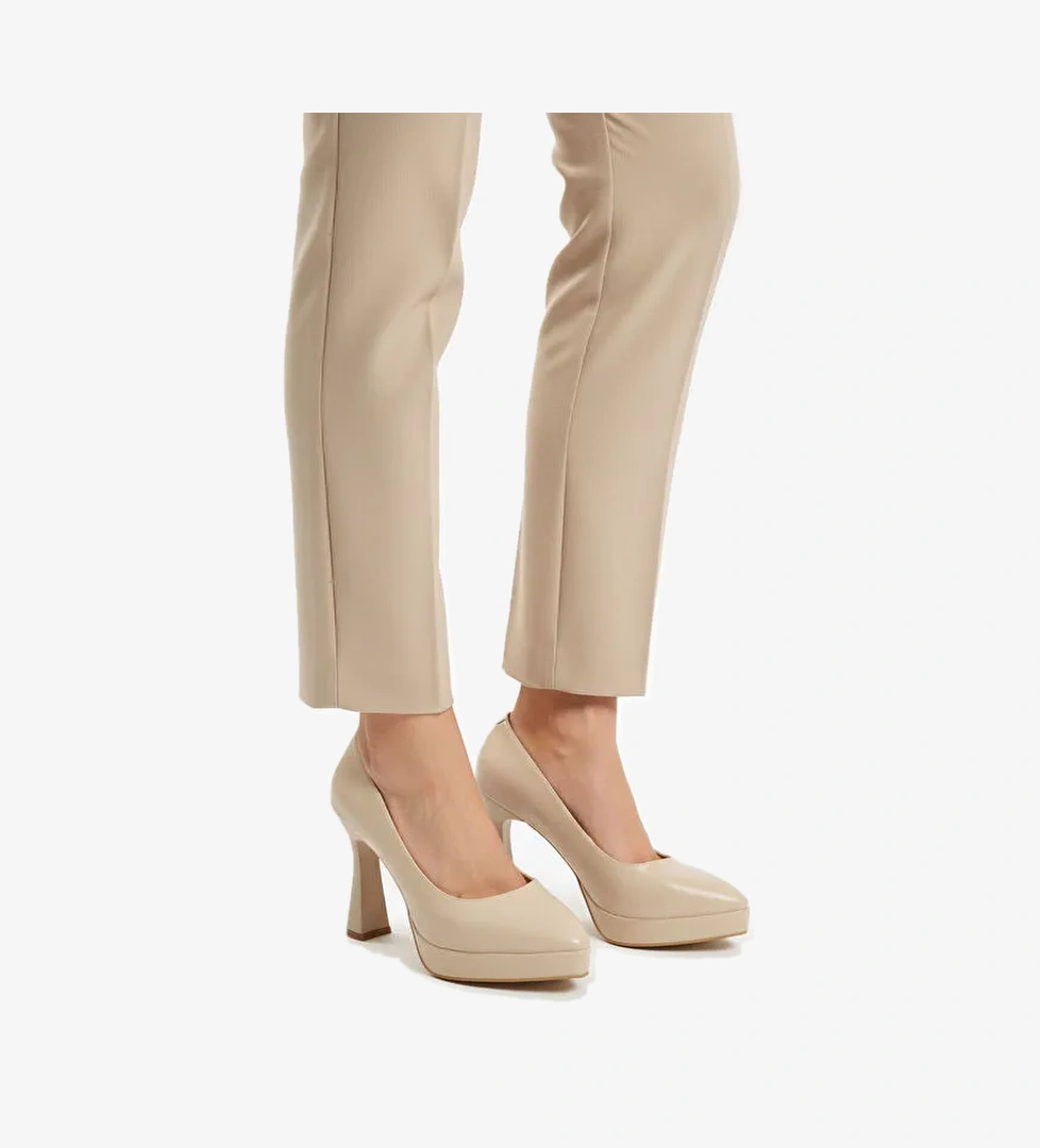 Bej İnce Uzun Kadın Topuklu Ayakkabı 448206 Z - Görsel 1