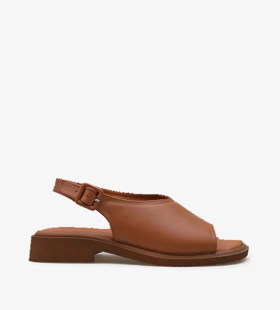 Cora Hakiki Deri Kısa Topuklu Konfor Tek Bantlı Kadın Sandalet - Görsel 1