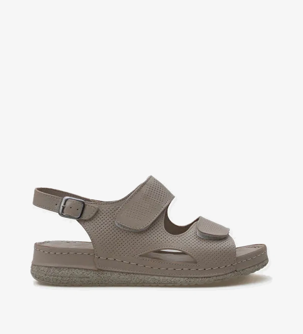 Ember Cırtlı Deri Konfor Anatomik Kadın Sandalet - Görsel 1