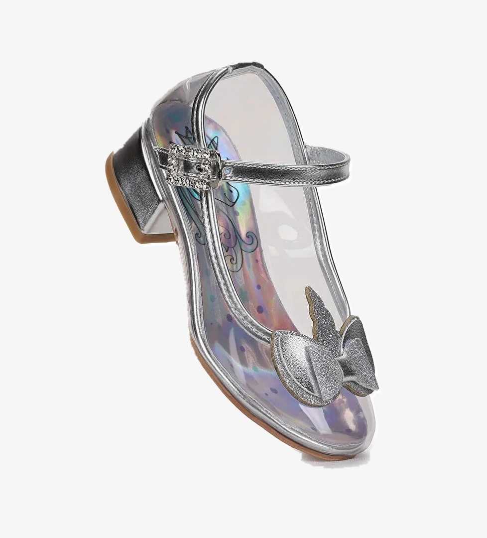 Kız Çocuk Topuklu Abiye Şeffaf Ayakkabı