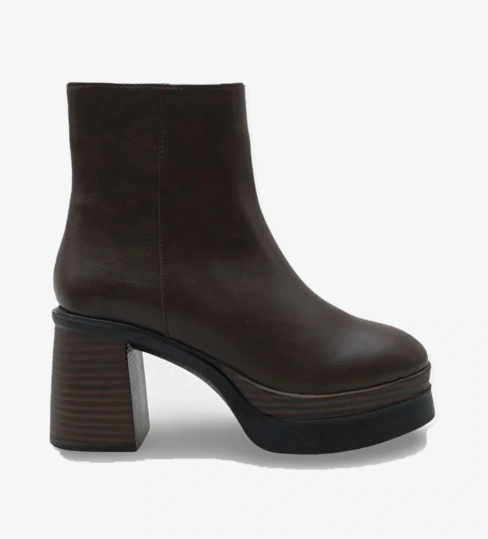 Sherry 1504 Yuvarlak Burunlu Yandan Fermuarlı Orta Topuklu Kadın Bot - Görsel 1