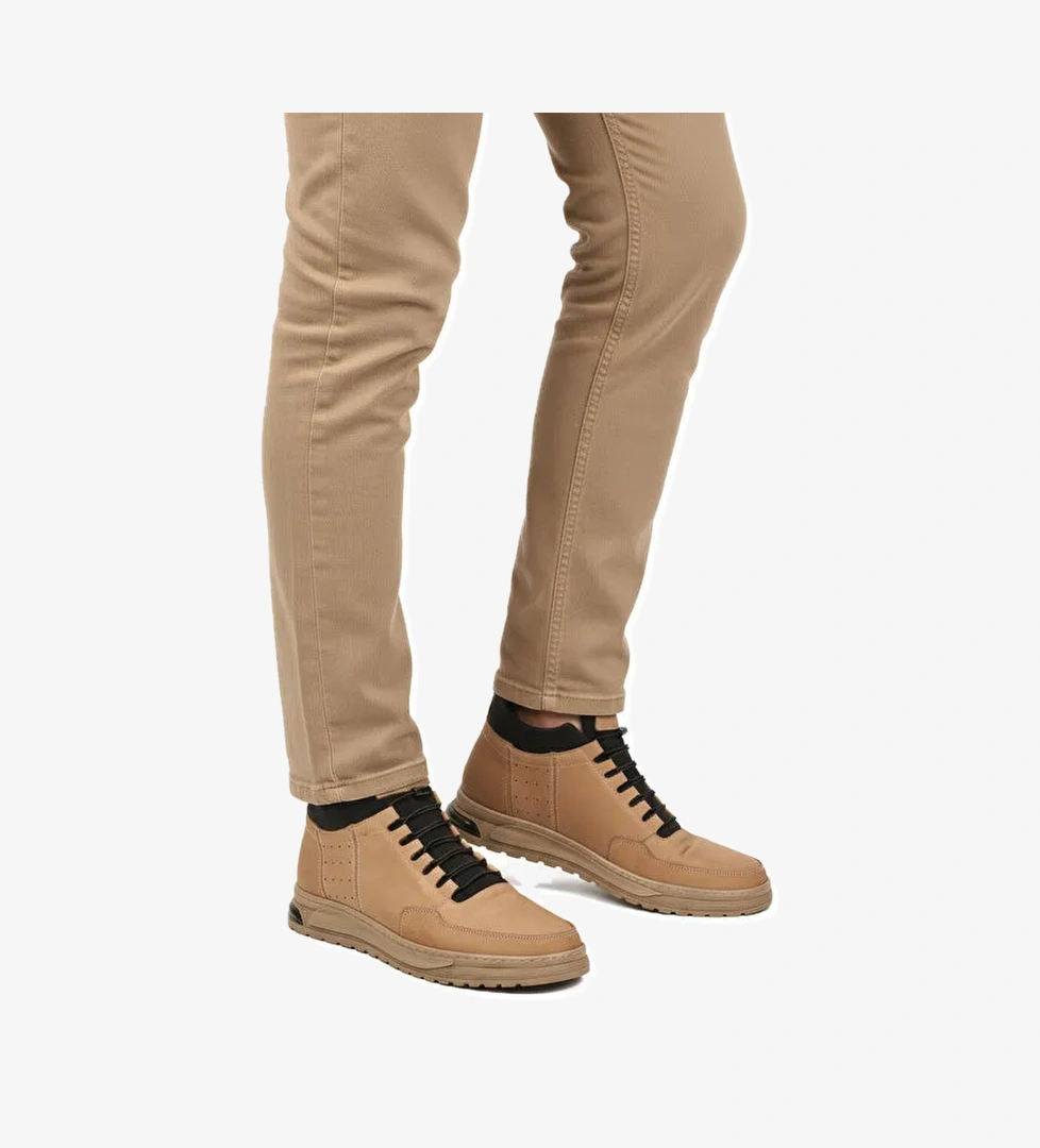 Kum Nubuk Hakiki Deri İçi Kürklü Kaymaz Erkek Bot 727 M - Görsel 1