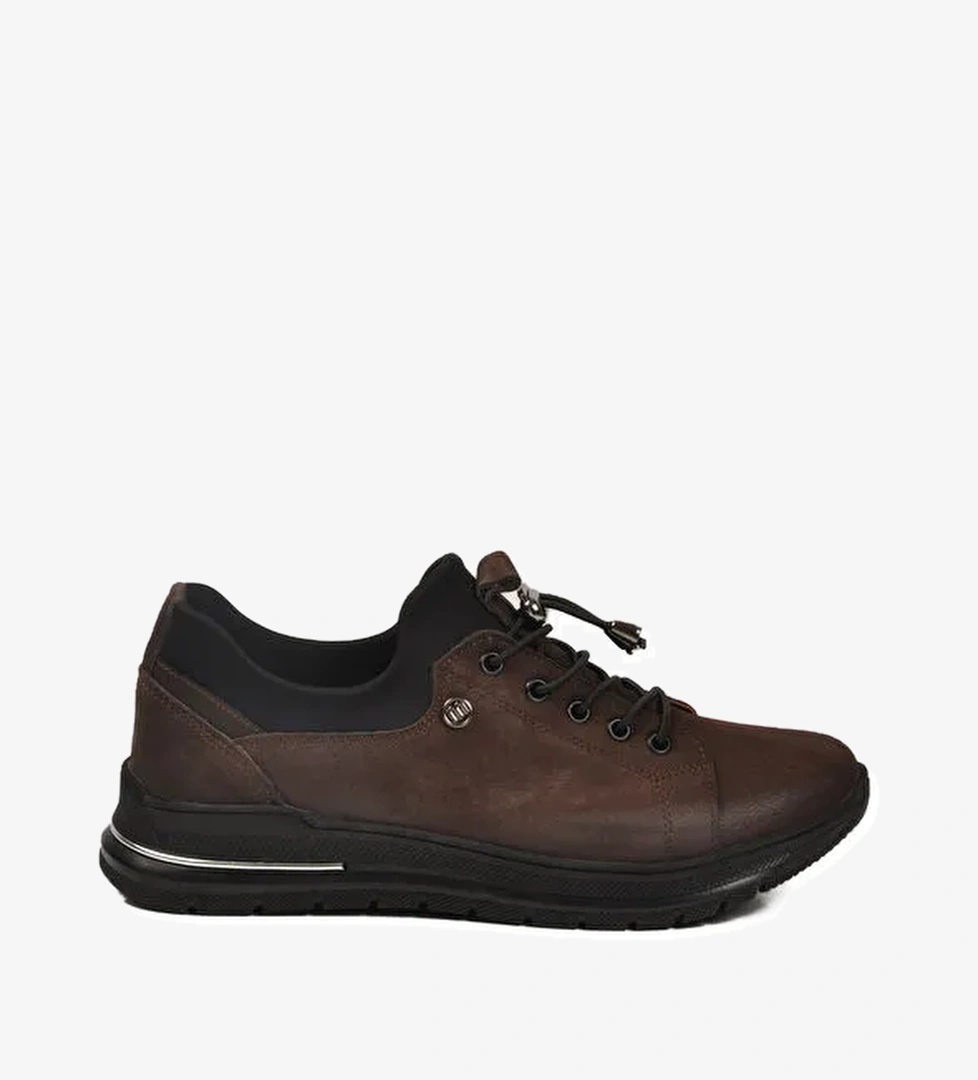 Kahve Nubuk Lastik Bağcıklı Kadın Casual Ayakkabı 5004 Z - Görsel 1