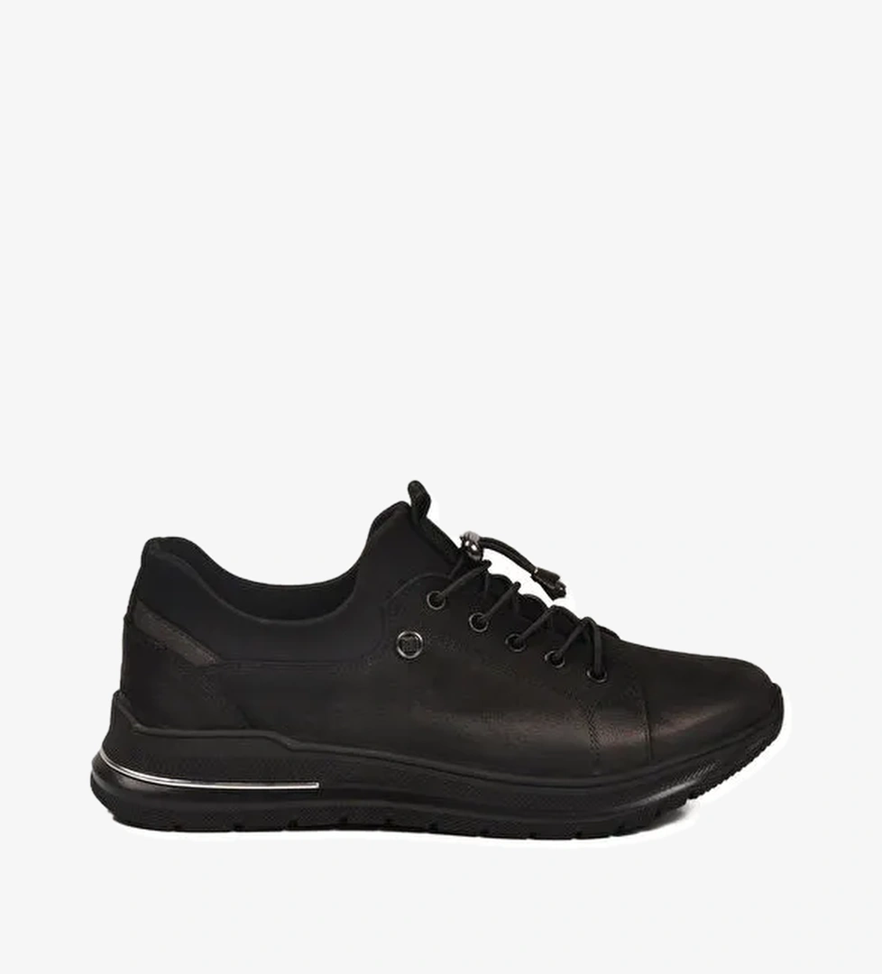 Siyah Nubuk Lastik Bağcıklı Kadın Casual Ayakkabı 5004 Z