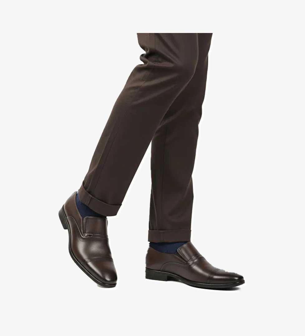 Kahve Hakiki Deri Kaymaz Taban Erkek Klasik Ayakkabı 974 M - Görsel 1