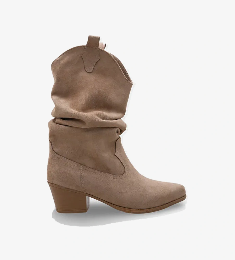 West Süet Çekmeli Kadın Kovboy Bot - Görsel 1