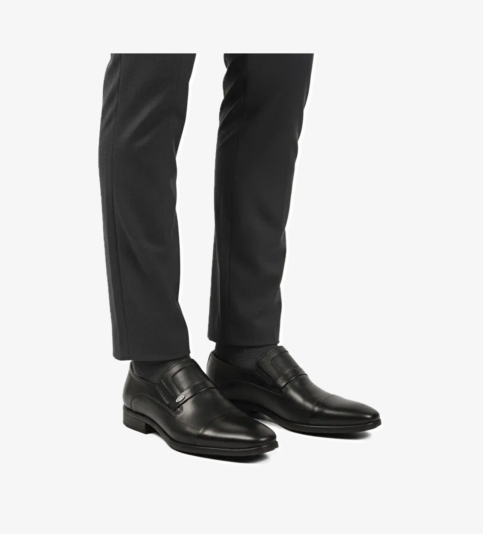 Siyah Hakiki Deri Kaymaz Taban Erkek Klasik Ayakkabı 976 M - Görsel 1