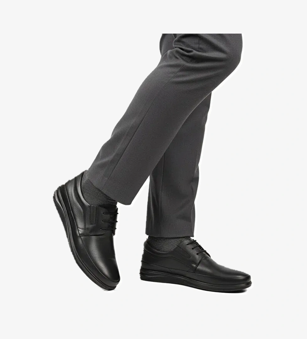 Ayakmod Siyah Bağcıklı Jel Taban Anatomik Hakiki Deri Erkek Casual Ayakkabı 478 M model görseli