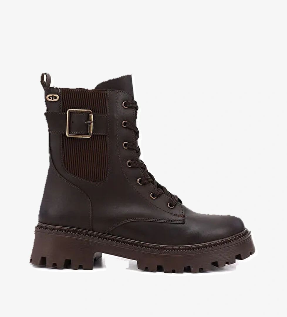 Kadın ÇİKOLATA KAHVE Fermuarlı Kalın Topuklu Postal Bot - Görsel 1