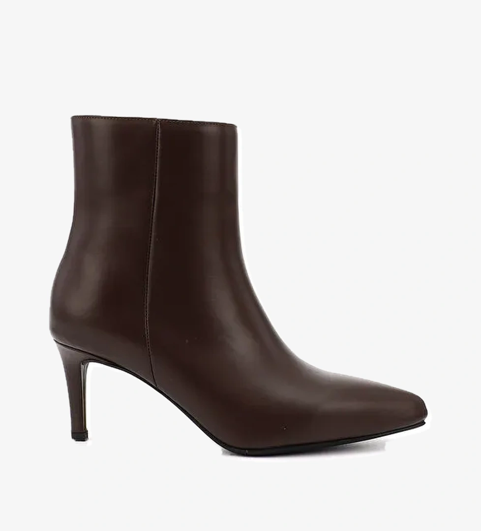 Kadın ÇİKOLATA KAHVE Fermuarlı İnce Topuklu Hakiki Deri Bot - Görsel 1