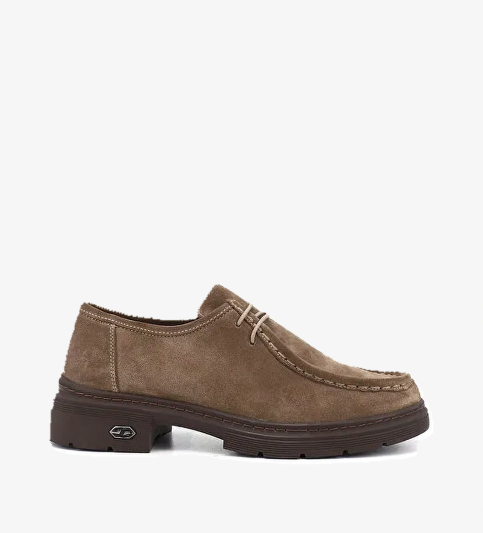 Kadın VİZON Bağcıklı Hakiki Deri Comfort Ayakkabı - Görsel 1