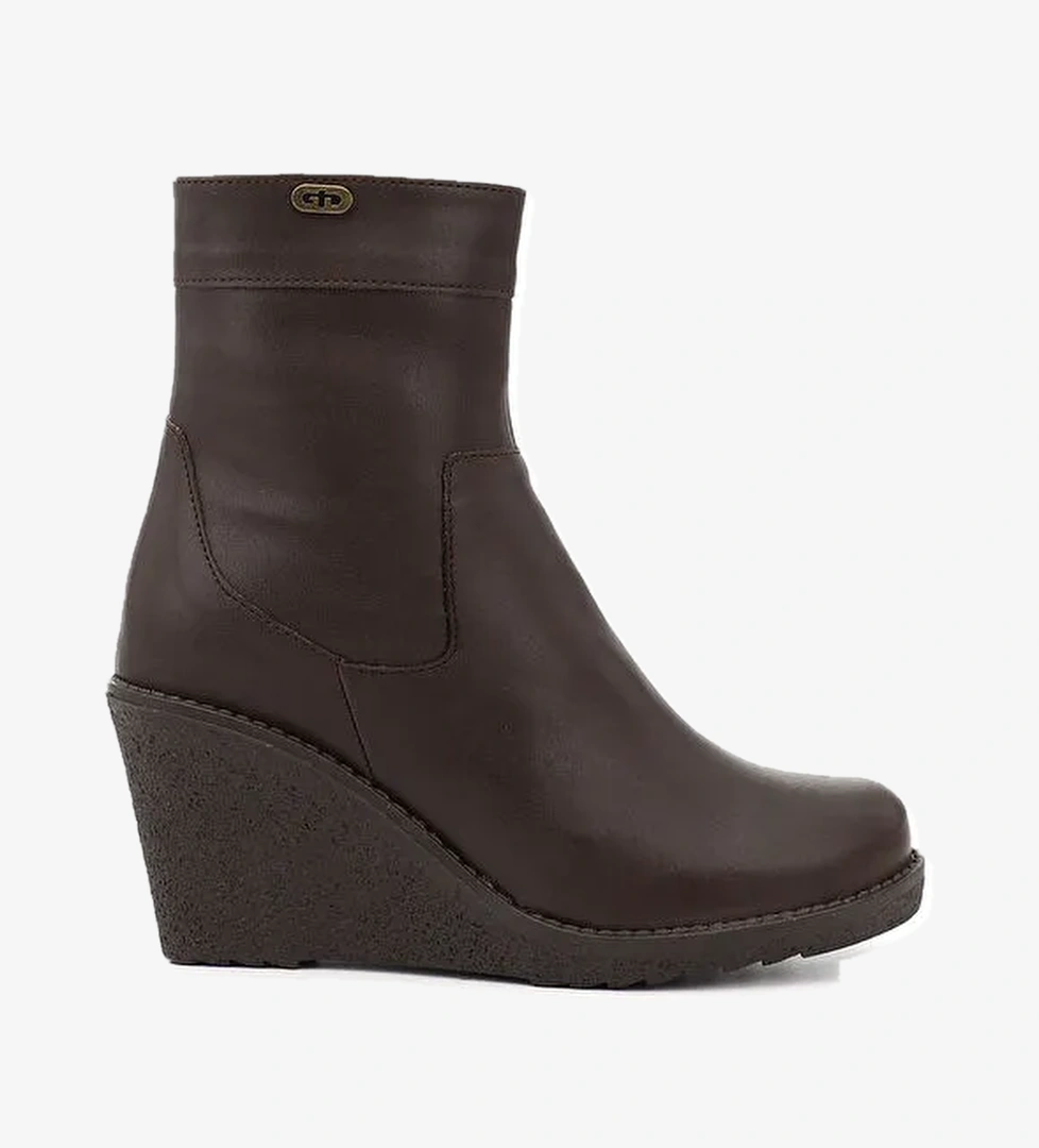 Kadın ORTA KAHVERENGİ Fermuarlı Dolgu Topuklu Bot