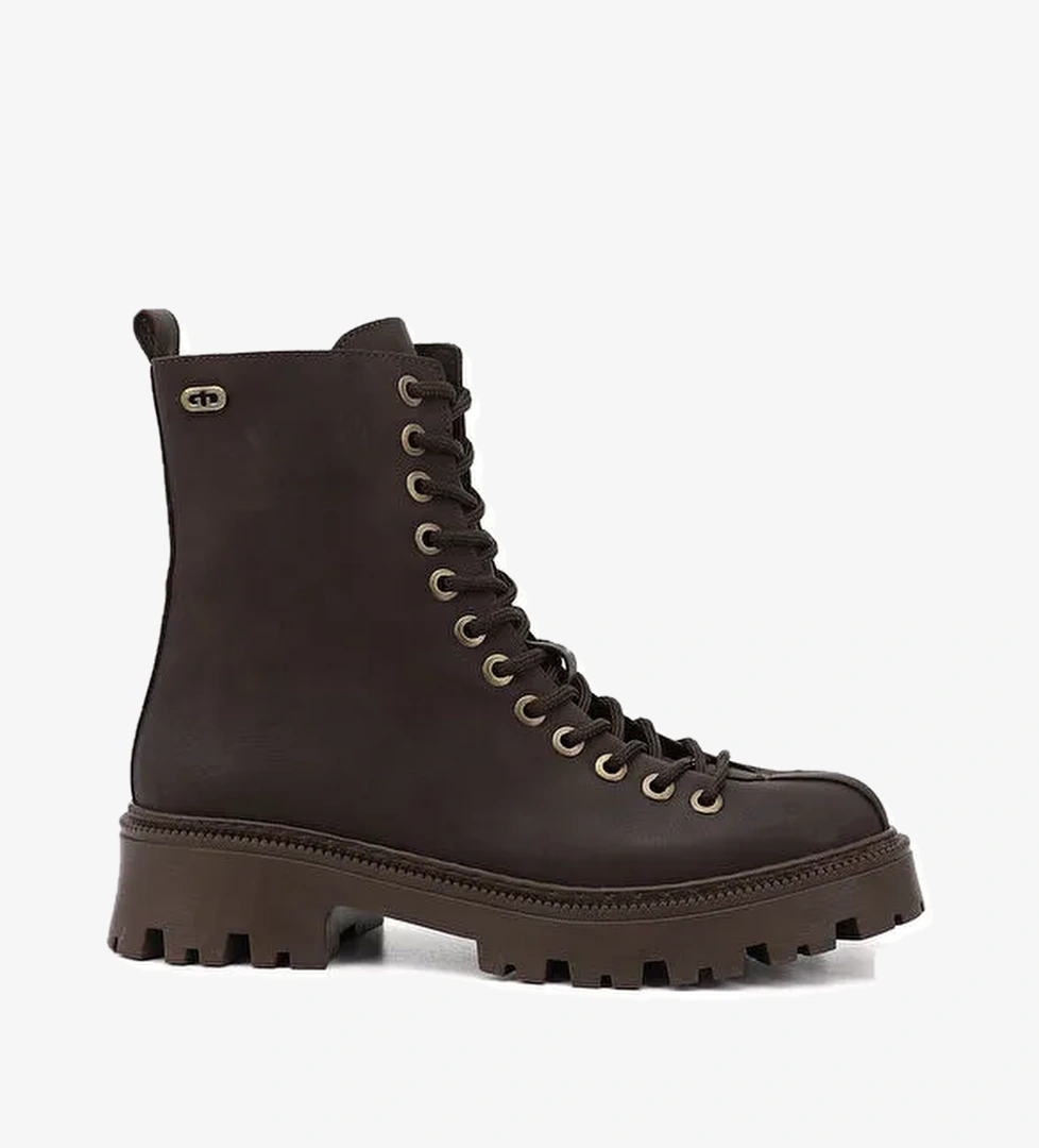 Kadın ÇİKOLATA KAHVE Fermuarlı Kalın Topuklu Postal Bot - Görsel 1