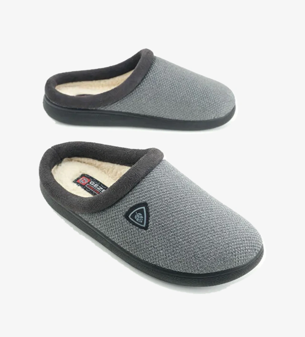 Erkek Kışlık Pelüşlü Rahat İç Taban PU Alt Taban Ev Bahçe Gondol Terlik - Görsel 1