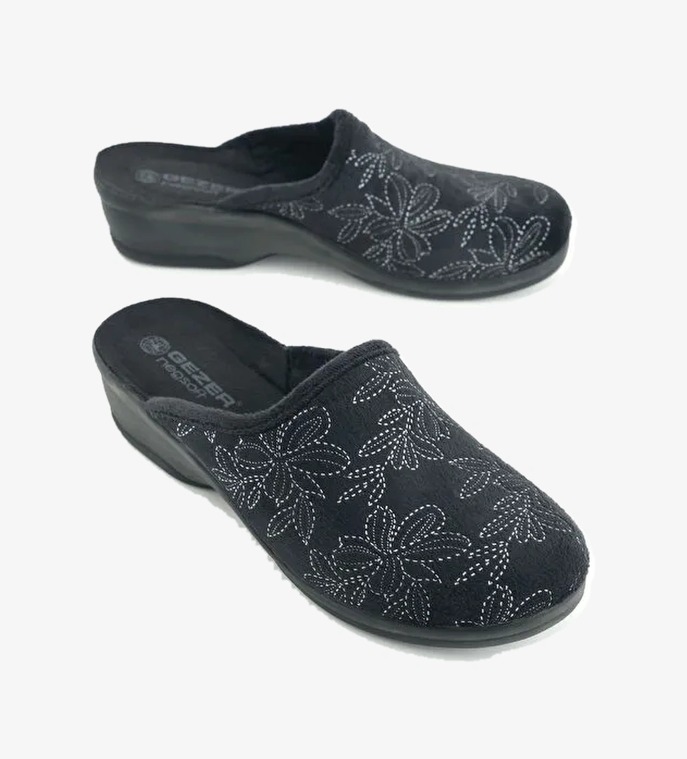 Kadın Kışlık Rahat Yüksek Taban Nakışlı Tasarım Ev Bahçe Terlik - Görsel 1